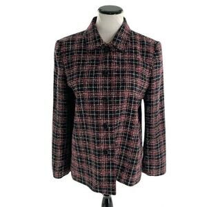 Vintage Villager Liz Claiborne Blazer Womens Size Medium Plaid Weave Jacket